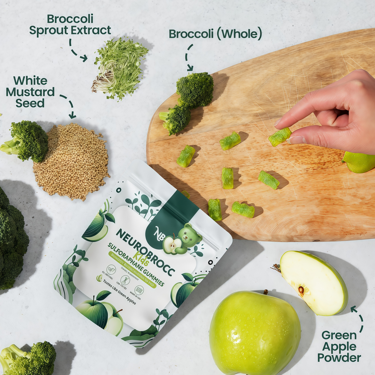 Broccoli Sprout Gummies with Green Apple Flavor🥦